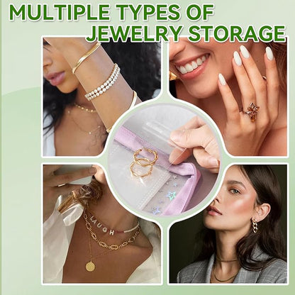 Jewelry Organizer Case Travel Clear Earring Organizer Case Transparent Jewelry Storage Book with Clear Zippered Jewelry Pouch (Purple, With 80 Pcs small Jewelry Pouches)