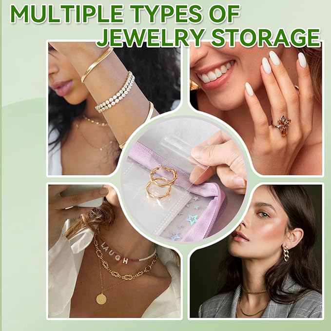 Jewelry Organizer Case Travel Clear Earring Organizer Case Transparent Jewelry Storage Book with Clear Zippered Jewelry Pouch (Purple, Set Pack of 2 Jewelry books)