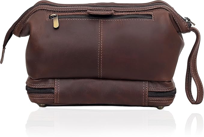 cuero Genuine Buffalo Leather Unisex Toiletry Bag Travel Leather Dopp Kit Made With High Class Buffalo Leather