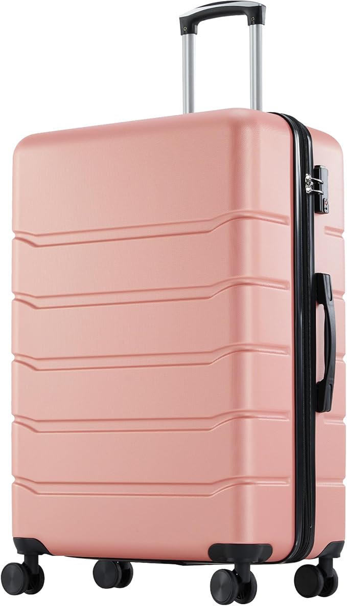 OLIXIS 28 Inch Luggage, Hardside Checked Suitcase with Spinner Wheels, Lightweight ABS Hard Shell Travel Luggage, TSA Approved Lock, Expandable Large Suitcase for Business & Travel–Pink
