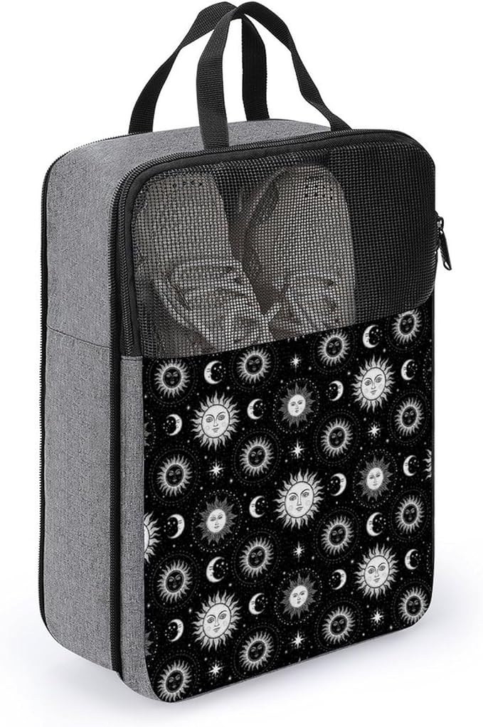 Portable Travel Shoe Packing Bag Crescent Moon Sun Golf Shoe Dust Bags Reusable Sneaker Bags for Gym, 1-Pack