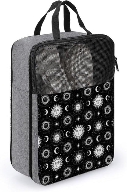 Portable Travel Shoe Packing Bag Crescent Moon Sun Golf Shoe Dust Bags Reusable Sneaker Bags for Gym, 1-Pack