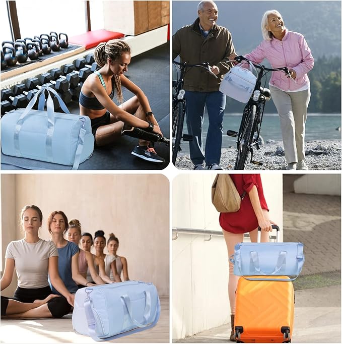 MABROUC Duffle Bag For Women, Sports Duffel Bag for Gym with Wet Pocket & Shoe Compartment, Overnight Weekender Travel Bag
