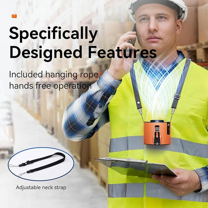 Portable Fan,Rechargeable Waist Fans,11000RPM Strong Airflow Mini Wearable Belt Fan,5 Speed,Personal Clip Waist Fans for Outdoor,Camping,Jobsite,Fishing,Travel (K20-Orange)