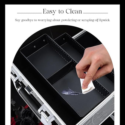 FRENESSA Makeup Train Case Cosmetic Box Portable Makeup Case Organizer 4 Trays Travel Case Storage with Dividers Lockable for Make up Artist Crafter Nail Kits Tools Black Floral