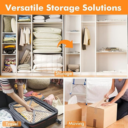 10 Small Vacuum Storage Bags with Electric Pump,Plastic Packaging Bags, Space Saver Bag for Clothes, Mattress, Blanket, Duvets, Pillows, Comforters, Travel