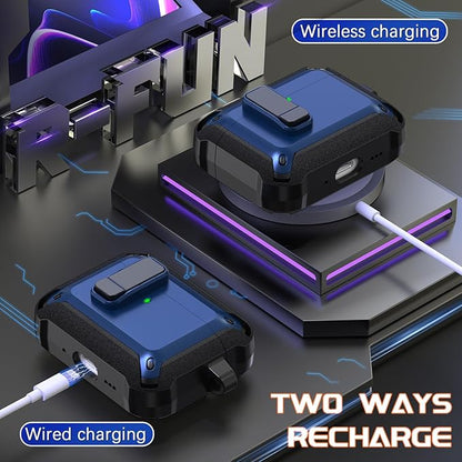 R-fun for AirPods Pro 3 Case (2025) Cover with Cleaning Kit, Military-Grade Heavy-Duty Drop-Resistant with Auto Pop-Up Lid for AirPods Pro 3rd Generation 2025 USB-C Charging Case, Blue