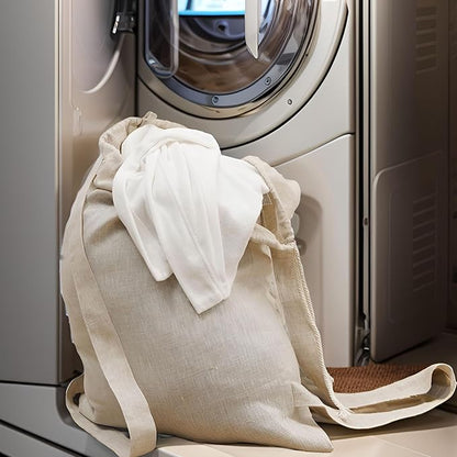 100% Pure Linen Travel Backpack Laundry Bags with Shoulder Straps 20x24in-Washable Drawstring Hanging Laundry Hamper Rxtra Large Portable Cloth Laundry Bag for Dorm College Military Gym-Linen