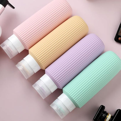 Travel Bottles for Toiletries, Large 6oz Travel Size Containers, BPA Free Leak Proof Tubs Refillable Liquid Accessories with Toiletry Bag for Cometic Shampoo and Lotion Soap (4 Pack)