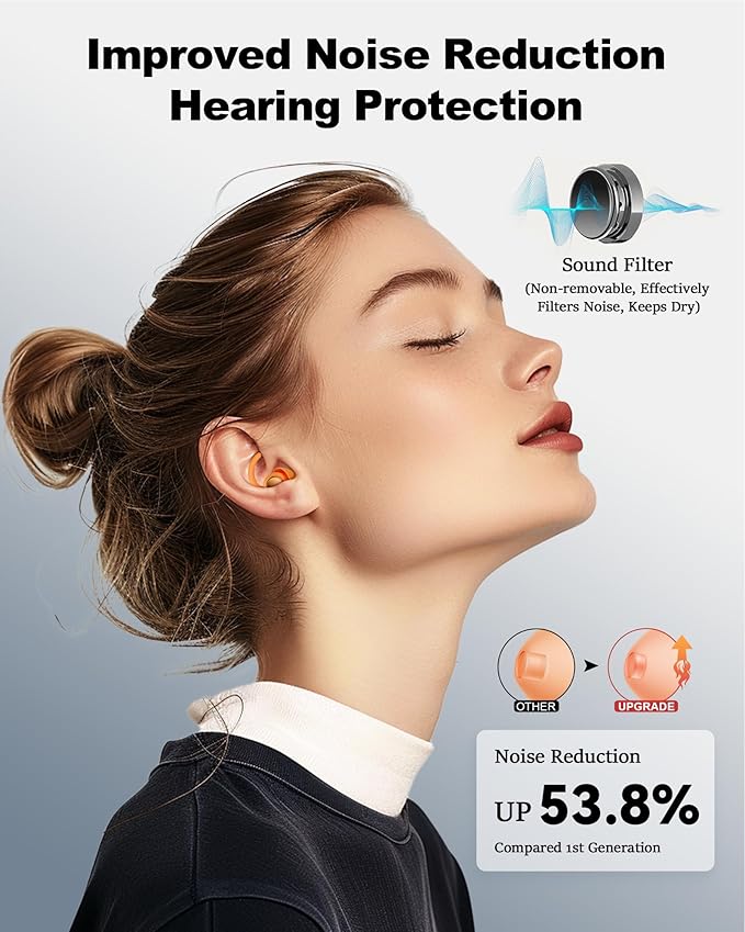 Ear Plugs for Sleeping - Noise Reduction Soft Silicone Earplugs, 2 Pairs Reusable Hearing Protection Earplugs for Noise Sensitivity, Sleep,Travel,Sound Reduction Noise Cancelling - Orange