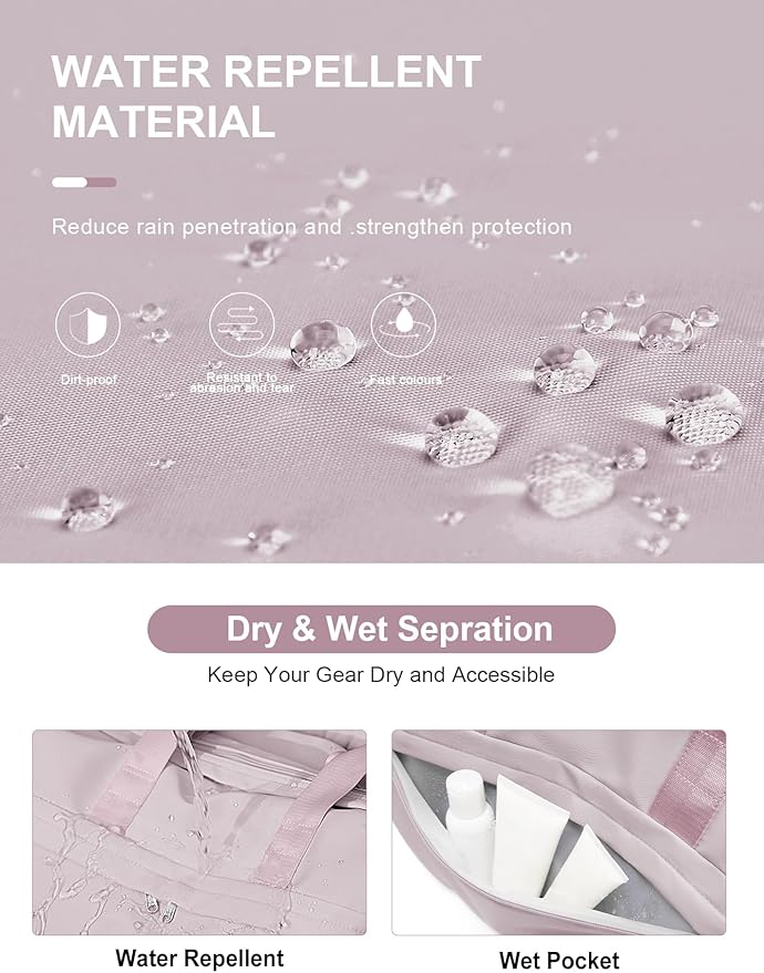 Gym Bag for Women Duffle Bag with Shoe Compartment Yoga Mat Bag Sports Workout Bag Weekend Overnight Bag, Light Pink