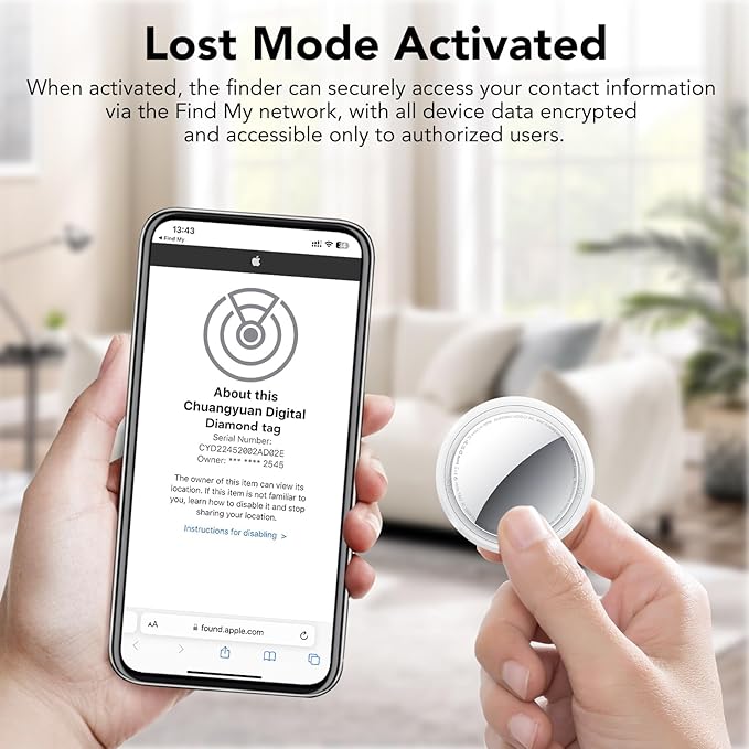 Air Tracker Tags-4 Pack White | Bluetooth Tracker Work with Apple Find My (iOS Only), Smart Tag with Protective Case/Keychain/Lanyard, Item Finder for Luggage/Key/Suitcase, Replaceable Battery