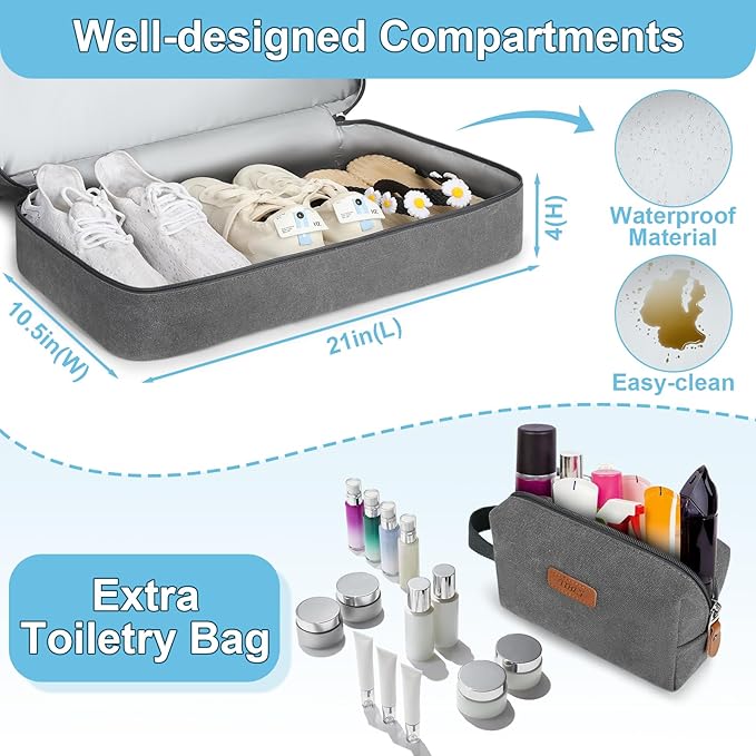 Duffle Bag for Travel, Expandable 50L Canvas Weekender Bag, Overnight Bag Travel Duffel Bag for Men Carry On Luggage with Removable Shoulder Strap, Durable & Water-Resistant