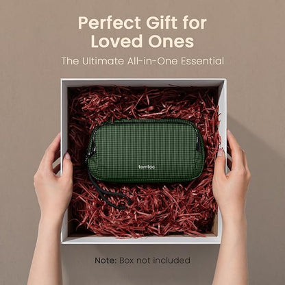 tomtoc Electronic Organizer Travel Case Performance, Water Resistant Dual Compartment Cable Organization Storage Bag for Charger, Cord, Phone, Hard Drive, Power Bank, Accessories Travel Essentials