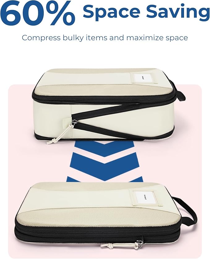 BAGSMART Compression Packing Cubes, 6 PCS Packing Cubes for Suitcases, Travel Bags Organizer for Luggage, Lightweight Packing Cube for Travel Essentials