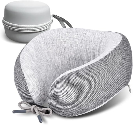 Memory Foam Neck Pillow for Travel Adjustable Airplane Pillow 100 Percent Memory Foam Ergonomic Support for Sleeping on Flights Cars Office Home Use for Adults Men Women