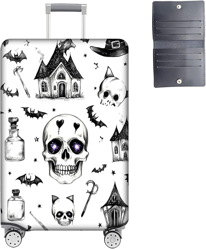 Luggage Cover Protector for 30-32 Inch Suitcases, TSA Approved Elastic Travel Suitcase Covers, Anti-Scratch Washable Luggage Sleeve for Carry On & Checked Bags, Watercolor Gothic Black