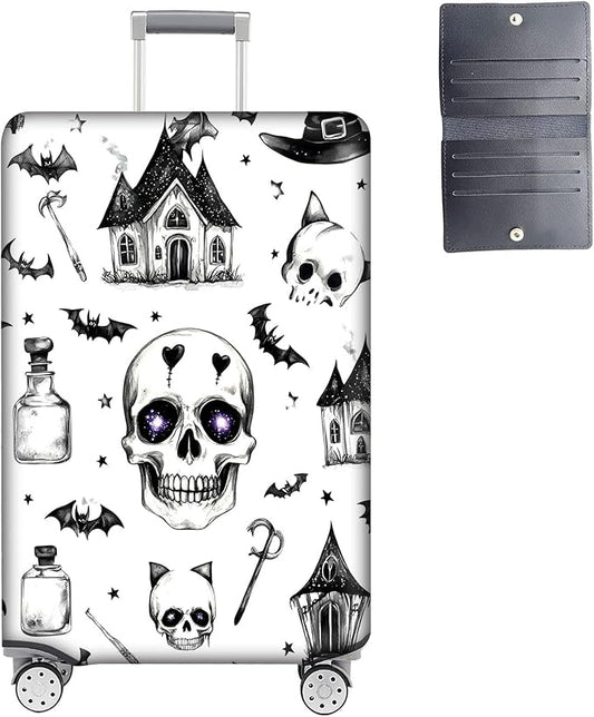 Luggage Cover Protector for 30-32 Inch Suitcases, TSA Approved Elastic Travel Suitcase Covers, Anti-Scratch Washable Luggage Sleeve for Carry On & Checked Bags, Watercolor Gothic Black