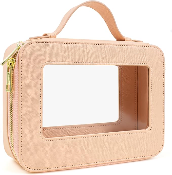 KOTORA Small Makeup Bag for Purse Cute Travel Makeup Bag Clear Cosmetic Bag with Zipper, Car Make Up Bag Organizer Storage Traveling Car Accessories Travel Essentials for Women