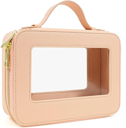 KOTORA Small Makeup Bag for Purse Cute Travel Makeup Bag Clear Cosmetic Bag with Zipper, Car Make Up Bag Organizer Storage Traveling Car Accessories Travel Essentials for Women