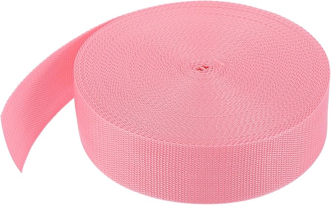 MECCANIXITY Lightweight Polypropylene Webbing Strap 2" 25 Yard Backpack Strapping Band Pink for Outdoor Luggage Cargo Straps