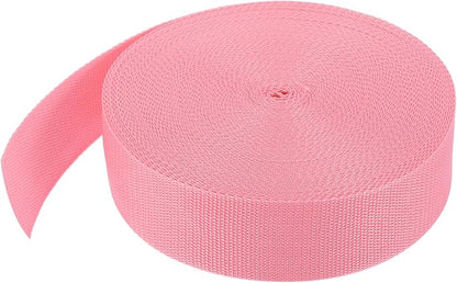 MECCANIXITY Lightweight Polypropylene Webbing Strap 2" 25 Yard Backpack Strapping Band Pink for Outdoor Luggage Cargo Straps