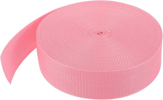 MECCANIXITY Lightweight Polypropylene Webbing Strap 2" 25 Yard Backpack Strapping Band Pink for Outdoor Luggage Cargo Straps
