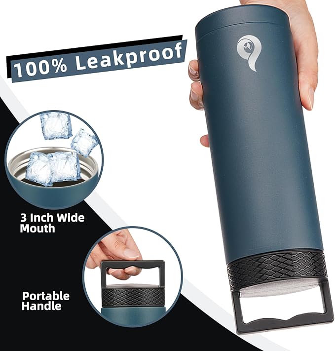 BJPKPK Insulated Water Bottles, Dishwasher Safe 36 oz Water Bottle with Handle, Leakproof BPA Free Thermal Flasks, Stainless Steel Jug for Sports, Army Green