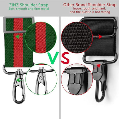 ZINZ 79 inch Shoulder Strap, Extra-thick Fixed Cushion Pad and Dual Clasps Universal Replacement Strap with Metal Swivel Hooks for Laptop Bags, Luggage Bags, Camera, Crossbody(Stripes-GrWGr)