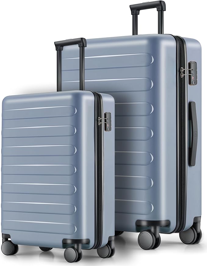NINETYGO Luggage Sets 2 Piece, Carry On Luggage Airline Approved, Large Checked Luggage with Spinner Wheels, Lightweight, Hard Shell PC Suitcase Sets, TSA Approved, 20in/28in (Shadow, Rhine Basic)