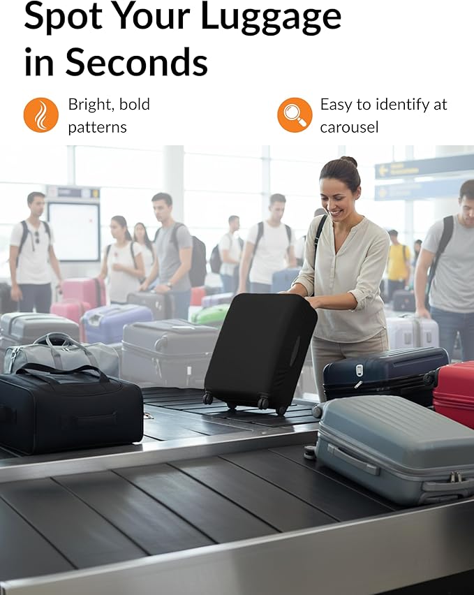 Stretchable Luggage Cover for Suitcase – Stretchable Travel Luggage Sleeve – Dustproof, Scratch-Resistant & Washable Elastic Suitcase Cover with Zipper - Medium