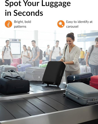 Stretchable Luggage Cover for Suitcase – Stretchable Travel Luggage Sleeve – Dustproof, Scratch-Resistant & Washable Elastic Suitcase Cover with Zipper for Small Suitcases