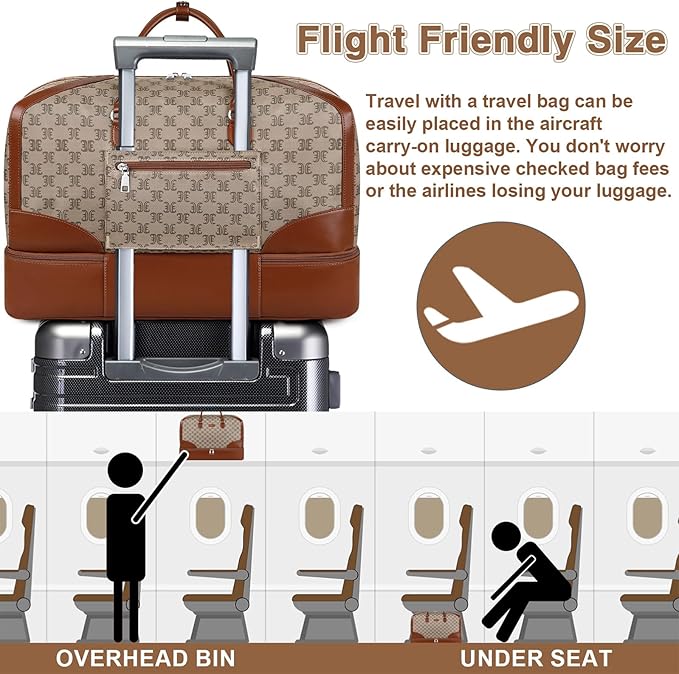 Weekender Bag for Women, Travel Duffel Bag Carry On Overnight Bag with Shoe Compartment Large Nylon Travel Weekend Tote Bag