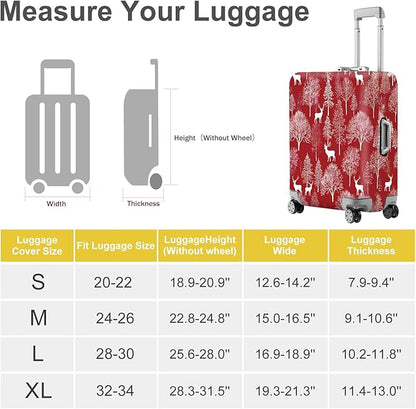 FOREVER QUEEN Deer - Christmas Tree Luggage Cover Suitcase Protector Suitcase Cover Anti-Scratch,Stretchable Bag Cover Washable Durable Polyester
