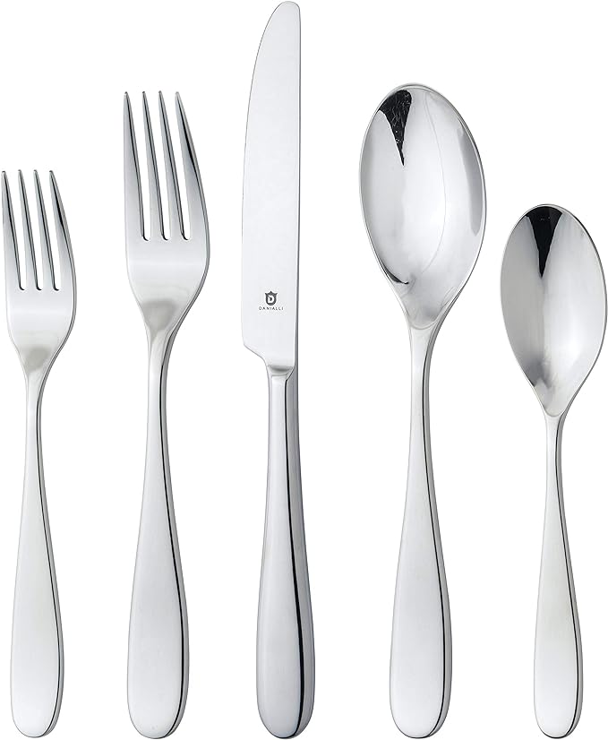 Silverware Set for 4 – 18/10 Stainless Steel Flatware, Mirror Finish, Dishwasher Safe, Heavy-Duty, Rust Resistant, Elegant Cutlery (20-Piece Set, Fidenza)