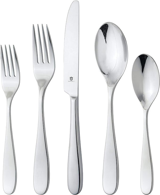 Silverware Set for 4 – 18/10 Stainless Steel Flatware, Mirror Finish, Dishwasher Safe, Heavy-Duty, Rust Resistant, Elegant Cutlery (20-Piece Set, Fidenza)