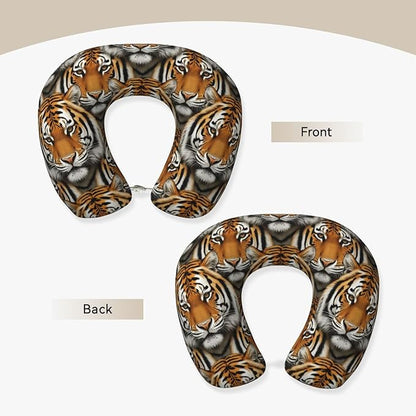 Neck Support Pillow, Comfortable Memory Foam Car/Flight/Airplane Chin Pillows U Shaped Cushion for Office Travel Sleeping Tiger Face