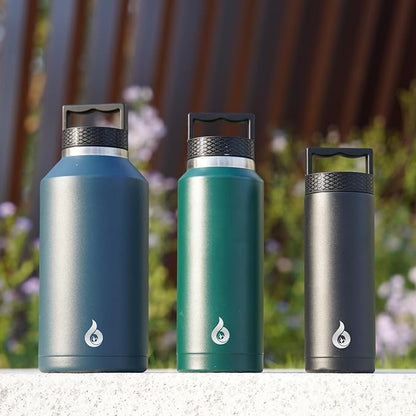 BJPKPK Insulated Water Bottles, Dishwasher Safe 36 oz Water Bottle with Handle, Leakproof BPA Free Thermal Flasks, Stainless Steel Jug for Sports, Black