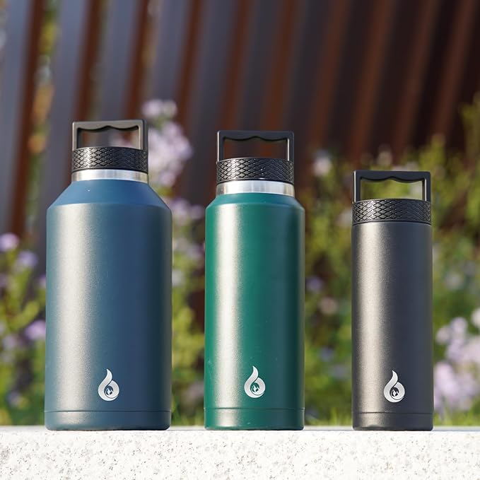 BJPKPK Insulated Water Bottles, Dishwasher Safe 36 oz Water Bottle with Handle, Leakproof BPA Free Thermal Flasks, Stainless Steel Jug for Sports, Army Green