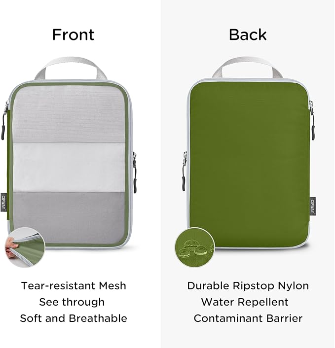 Cipway Mesh Compression Packing Cubes, Ultralight See Through Luggage Organizer Bags, Travel Essentials for Carry on Suitcase（3 Pcs,Green）