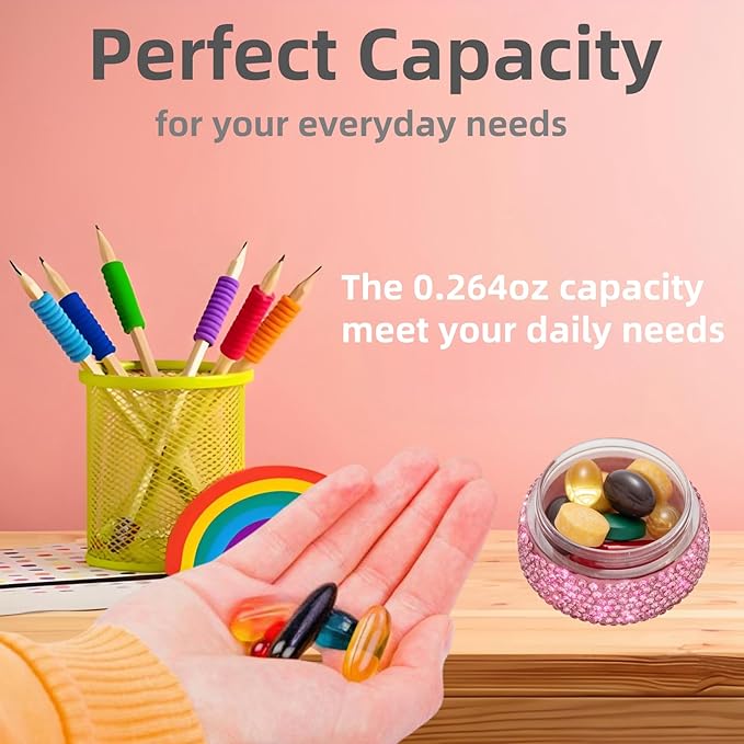 Pill Organizer Travel Medicine Supplement Organizer Weekly Pill Box 7 Day Daily Vitamin Cases Portable Stackable Pill Caddy for Women(Rainbow)