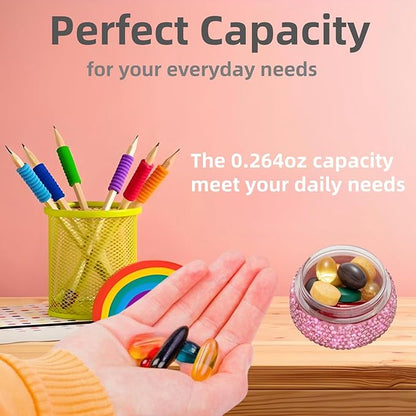 Pill Organizer Travel Medicine Supplement Organizer Weekly Pill Box 7 Day Daily Vitamin Cases Portable Stackable Pill Caddy for Women(Rainbow)