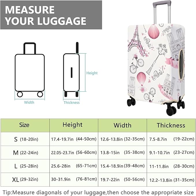 Travel Luggage Cover Suitcase Protector Fits 18-32 Inch Wheel Covers PatternedTravel Related Items Flower Luggage Protector Elastic S