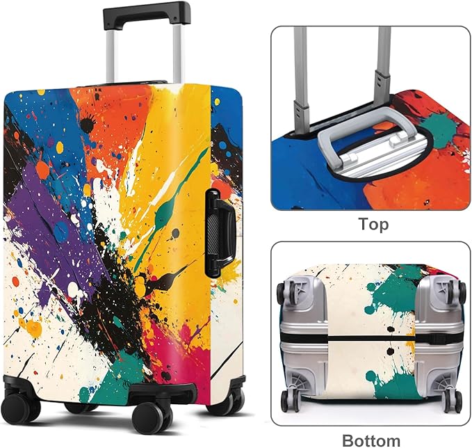 Luggage Cover Washable Suitcase Protector Anti-scratch Suitcase cover Fits 20-34 Inch Luggage (Watercolor, M(24-26inch suitcase))