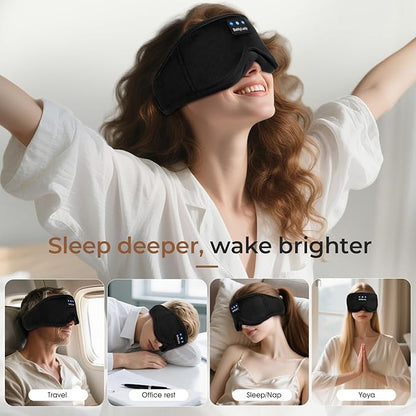 Sleep mask Headphones,100% Blackout 3D Zero Eye Pressure Bluetooth Sleep mask Breathable Eye mask with Bluetooth Headphones Sleep Headphones for Side Sleepers 14H Playtime&Bluetooth 5.4 Black