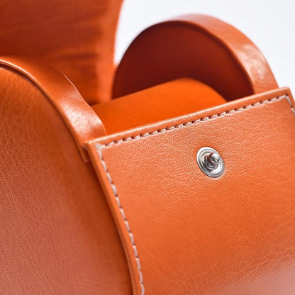 Oirlv Luxury Leather Watch Storage Box Travel Single Watch Case Jewelry Gift Box for Christmas Anniversary Birthday(Orange)