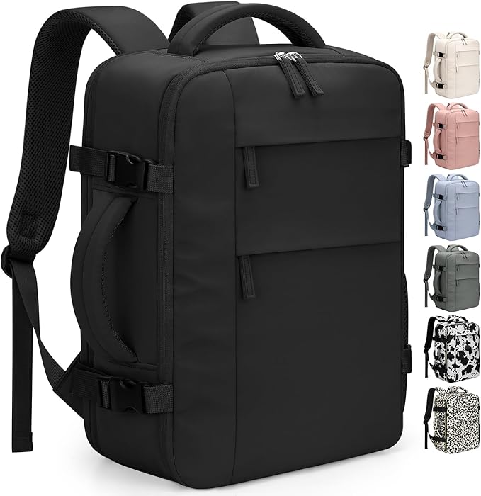 Travel Backpack for Women Man, Waterproof Laptop Backpack Travel Bag Airline Approved Carry on Weekender Overnight Bag Bookbag for Business,Travel, Work Fits 17.3 inch Laptop(Large,Black)