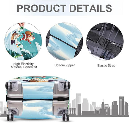 FOREVER QUEEN Santa Claus Carrying a Bag Luggage Cover Suitcase Protector Suitcase Cover Anti-Scratch,Stretchable Bag Cover Washable Durable Polyester