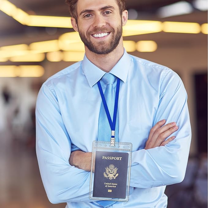100 Pack Clear Plastic Passport Identification Card Holders, 4x6 Inch Vertical No Zipper Plastic Name Badge ID Card Holders