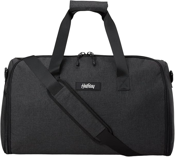Halfday Convertible 2-in-1 Garment Duffel Weekender Bag 40L | Wrinkle-Free Travel, Hanging Suit Compartment, Shoe Pockets, Trolley Sleeve. Durable & Water-Resistant Carry-On, Shadow